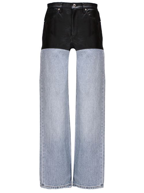 denim di cotone blu/nero pannello in pelle toppa Alexander Wang | 4DC1244246471A